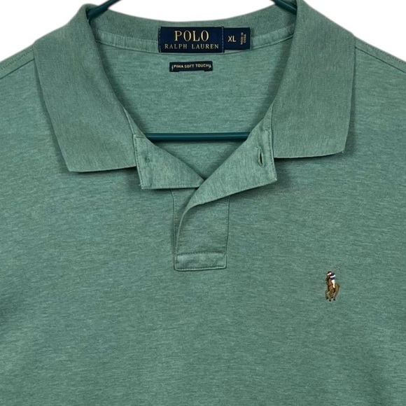 Polo Ralph Lauren Pima Soft Touch Flesh Pony Polo Shirt Green XL 100% Cotton - Picture 1 of 11